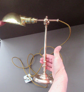 Antique Arts & Crafts Brass Desk Lamp. Fully Moveable