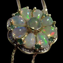 Load image into Gallery viewer, Vintage Silver Gilt Pendant with Flowerhead made of Opals - with Opal Drops

