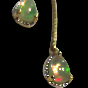 Vintage Silver Gilt Pendant with Flowerhead made of Opals - with Opal Drops