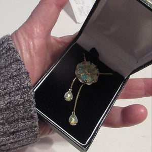 Vintage Silver Gilt Pendant with Flowerhead made of Opals - with Opal Drops