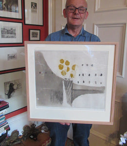 Pretty Vintage FRENCH Colour Etching. Artist's Edition. Titled: Fleurs Jaune. With indistinct pencil signature