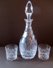 Load image into Gallery viewer, EDINBURGH CRYSTAL. IONA Pattern Vintage Round Wine Decanter. Etched signature to base. Two Whisky Tumblers
