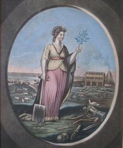 1770s MEZZOTINT Allegorical Print War and Peace. Georgian Print