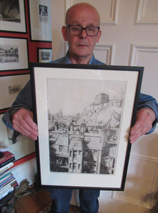 1920s Etching of Portsburgh Square, West Port, Grassmarket Edinburgh