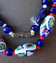 Load image into Gallery viewer, Good Quality Vintage Millefiori Murano Glass Bead Necklace. Total Length 26 inches
