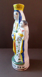 Antique Quimper Faience Figurine of the Madonna and Child / Virgin Mary and Baby Jesus