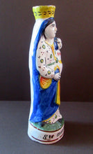 Load image into Gallery viewer, Antique Quimper Faience Figurine of the Madonna and Child / Virgin Mary and Baby Jesus
