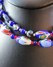 Load image into Gallery viewer, Good Quality Vintage Millefiori Murano Glass Bead Necklace. Total Length 26 inches
