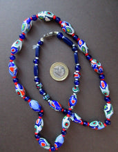 Load image into Gallery viewer, Good Quality Vintage Millefiori Murano Glass Bead Necklace. Total Length 26 inches
