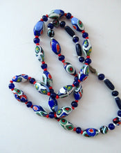 Load image into Gallery viewer, Good Quality Vintage Millefiori Murano Glass Bead Necklace. Total Length 26 inches
