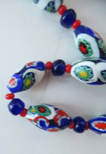 Load image into Gallery viewer, Good Quality Vintage Millefiori Murano Glass Bead Necklace. Total Length 26 inches

