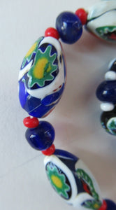 Good Quality Vintage Millefiori Murano Glass Bead Necklace. Total Length 26 inches