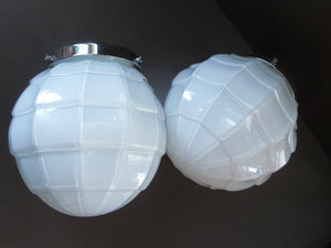 1930s Opaque White Milk Glass Art Deco Hanging Globe Shade