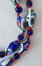 Load image into Gallery viewer, Good Quality Vintage Millefiori Murano Glass Bead Necklace. Total Length 26 inches
