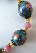 Load image into Gallery viewer, Old &quot;WEDDING CAKE&quot; Murano Glass Blue Bead Necklace
