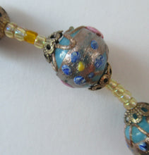 Load image into Gallery viewer, Old &quot;WEDDING CAKE&quot; Murano Glass Blue Bead Necklace
