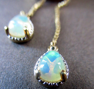 Vintage Silver Gilt Pendant with Flowerhead made of Opals - with Opal Drops