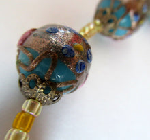 Load image into Gallery viewer, Old &quot;WEDDING CAKE&quot; Murano Glass Blue Bead Necklace
