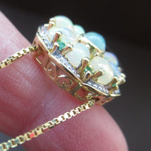 Load image into Gallery viewer, Vintage Silver Gilt Pendant with Flowerhead made of Opals - with Opal Drops
