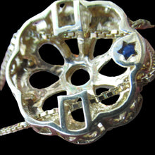 Load image into Gallery viewer, Vintage Silver Gilt Pendant with Flowerhead made of Opals - with Opal Drops
