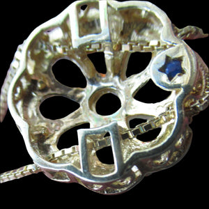 Vintage Silver Gilt Pendant with Flowerhead made of Opals - with Opal Drops