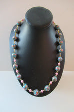 Load image into Gallery viewer, Old &quot;WEDDING CAKE&quot; Murano Glass Blue Bead Necklace
