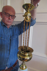 Art Nouveau Single Rise and Fall Light Fitting Vaseline Shade