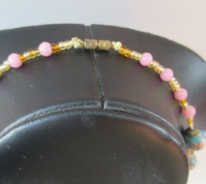 Old "WEDDING CAKE" Murano Glass Blue Bead Necklace