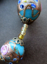 Load image into Gallery viewer, Old &quot;WEDDING CAKE&quot; Murano Glass Blue Bead Necklace
