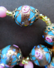 Load image into Gallery viewer, Old &quot;WEDDING CAKE&quot; Murano Glass Blue Bead Necklace
