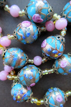 Load image into Gallery viewer, Old &quot;WEDDING CAKE&quot; Murano Glass Blue Bead Necklace
