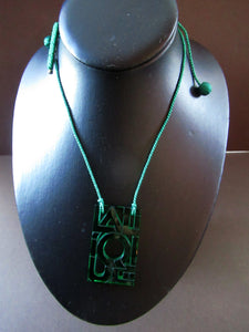 Vintage Lalique Glass Lgog Pendant or Necklace Green
