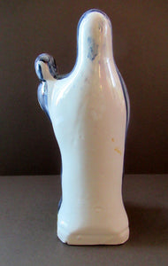 Antique French Quimper Faience Figurine of the Madonna and Child