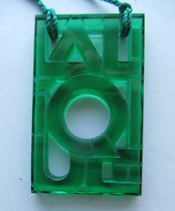 Vintage Lalique Glass Logo Pendant or Necklace Green