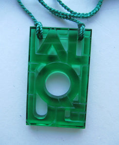 Vintage Lalique Glass Logo Pendant or Necklace Green