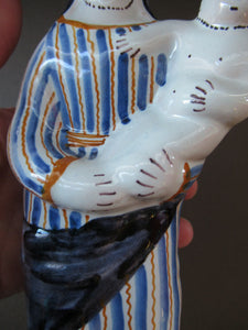 Antique French Quimper Faience Figurine of the Madonna and Child