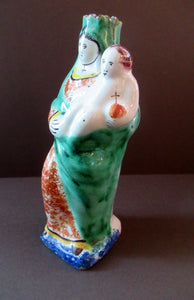 Antique French Quimper Faience Figurine Madonna and Child