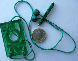 Vintage Lalique Glass Logo Pendant or Necklace Green
