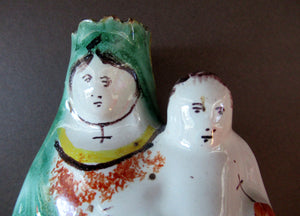 Antique French Quimper Faience Figurine Madonna and Child