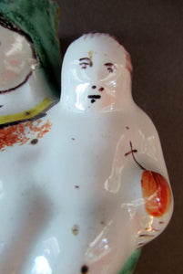 ANTIQUE FRENCH Figurine: Virgin Mary and Baby Jesus. Old Quimper Pottery Faience Figure of the Madonna and Child