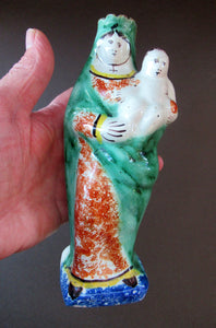 Antique French Quimper Faience Figurine Madonna and Child