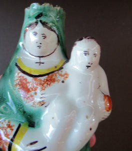 Antique French Quimper Faience Figurine Madonna and Child