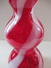 Load image into Gallery viewer, Fabulous Space Age Alrose / Empoli Italian Glass Genie Bottle Vase. Red and White Candy Stripes
