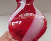 Load image into Gallery viewer, Fabulous Space Age Alrose / Empoli Italian Glass Genie Bottle Vase. Red and White Candy Stripes

