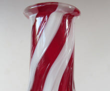 Load image into Gallery viewer, Fabulous Space Age Alrose / Empoli Italian Glass Genie Bottle Vase. Red and White Candy Stripes

