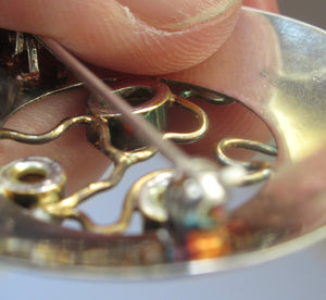 Sterling Silver Brooch with Import Marks Scandinavian Pearls 1970s