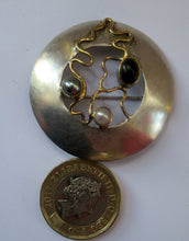 Load image into Gallery viewer, Sterling Silver Brooch with Import Marks Scandinavian Pearls 1970s

