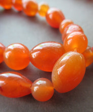 Load image into Gallery viewer, Vintage Carnelian Agate Amber Coloured Beads Necklace. Length: 23 inches
