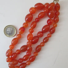 Load image into Gallery viewer, Vintage Carnelian Agate Amber Coloured Beads Necklace. Length: 23 inches
