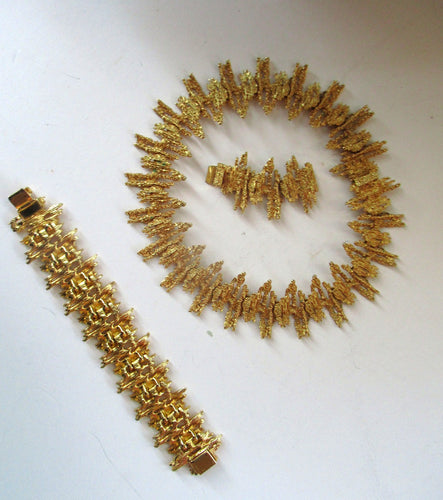Vintage 1960s Vendome Necklace and Bracelet Gold Plate